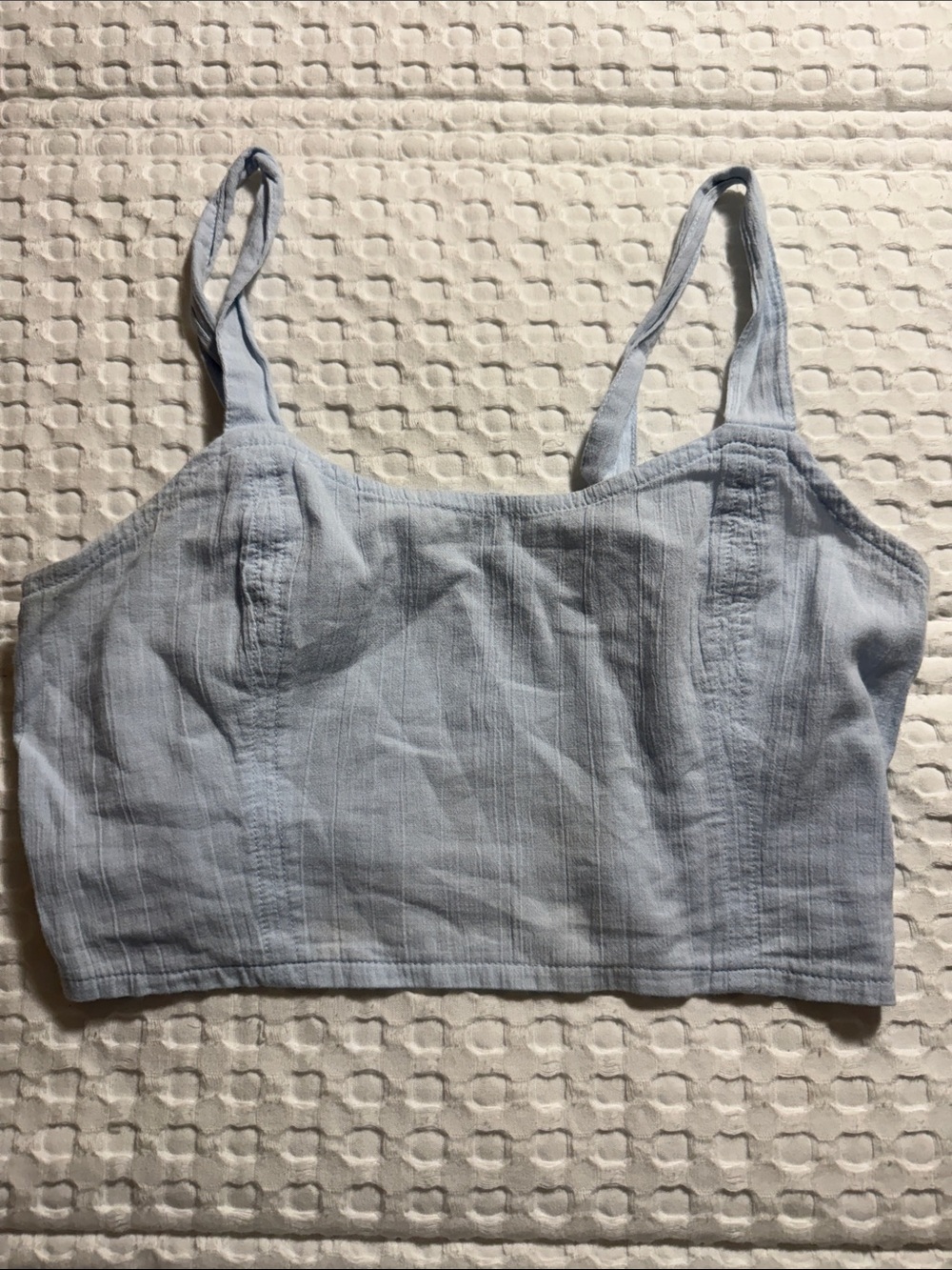 Aerie Light Blue Smocked Cropped Cami